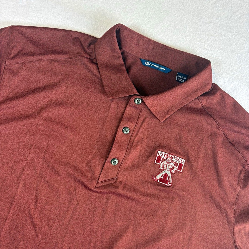Cutter & Buck Texas A&M Aggies Polo Shirt Mens XXL Vintage Gig Em Ol Sarge